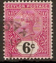 Ceylon 1899 6c Rose and black. SG259.
